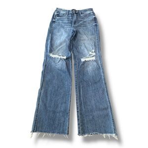 Judy Blue Jeans Straight High Rise Raw Hem Destroyed Knee JB82498 Women’s Sz 28